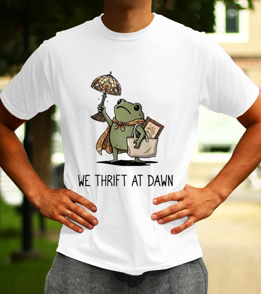 We Thrift At Dawn Frog With Vintage Lamp And T-Shirt