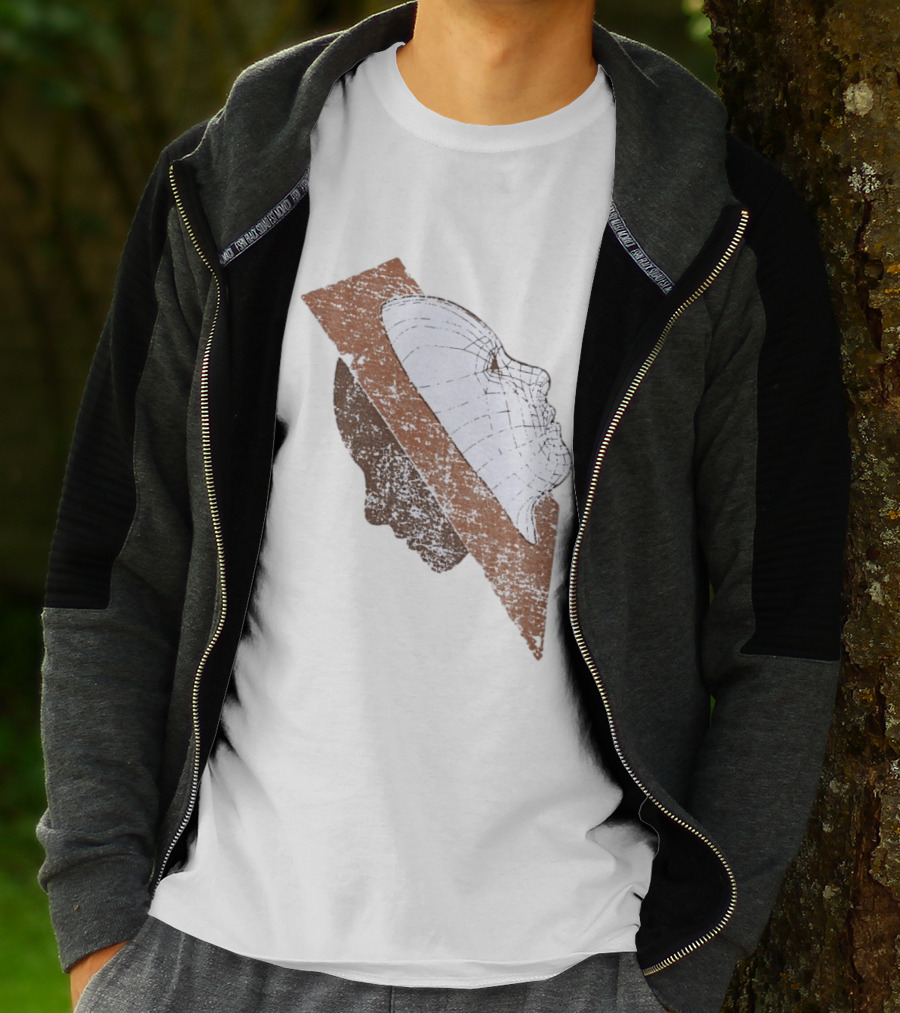 Wireframe Human Profile Collage Abstract Geometric Face T-Shirt