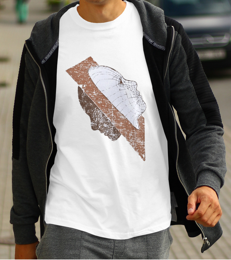 Wireframe Human Profile Collage Abstract Geometric Face T-Shirt