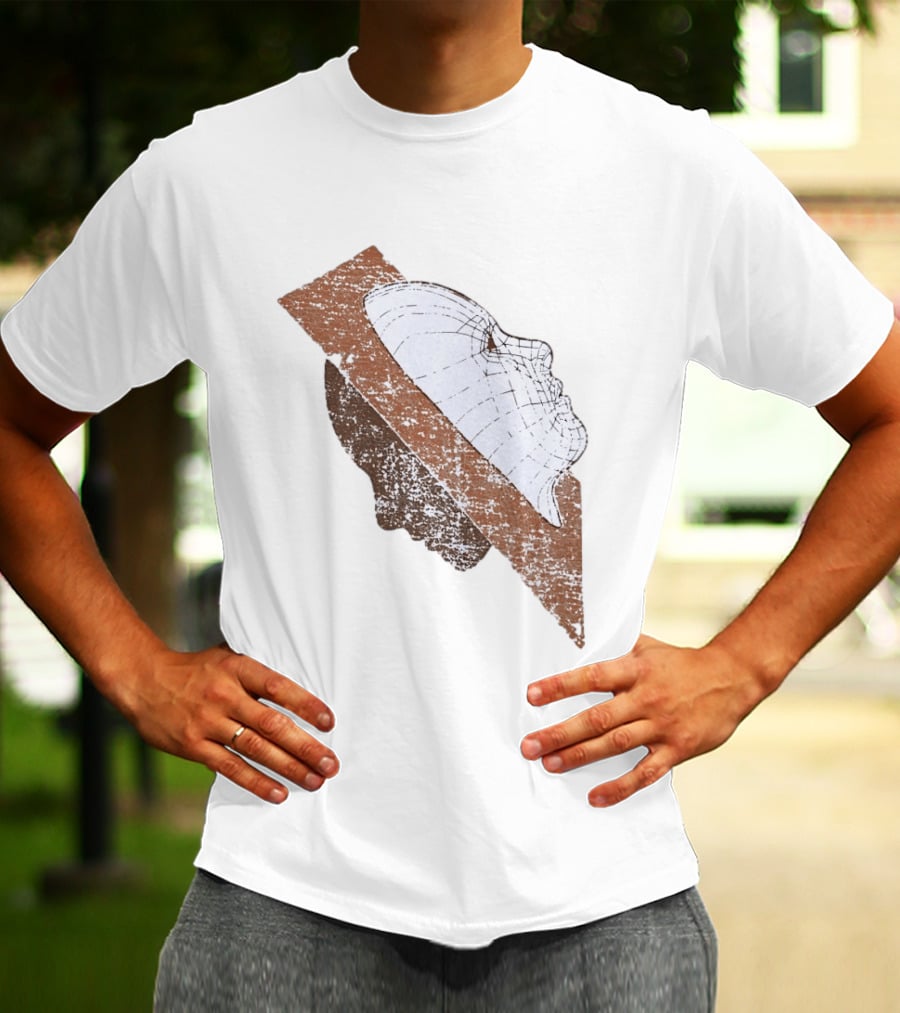 Wireframe Human Profile Collage Abstract Geometric Face T-Shirt