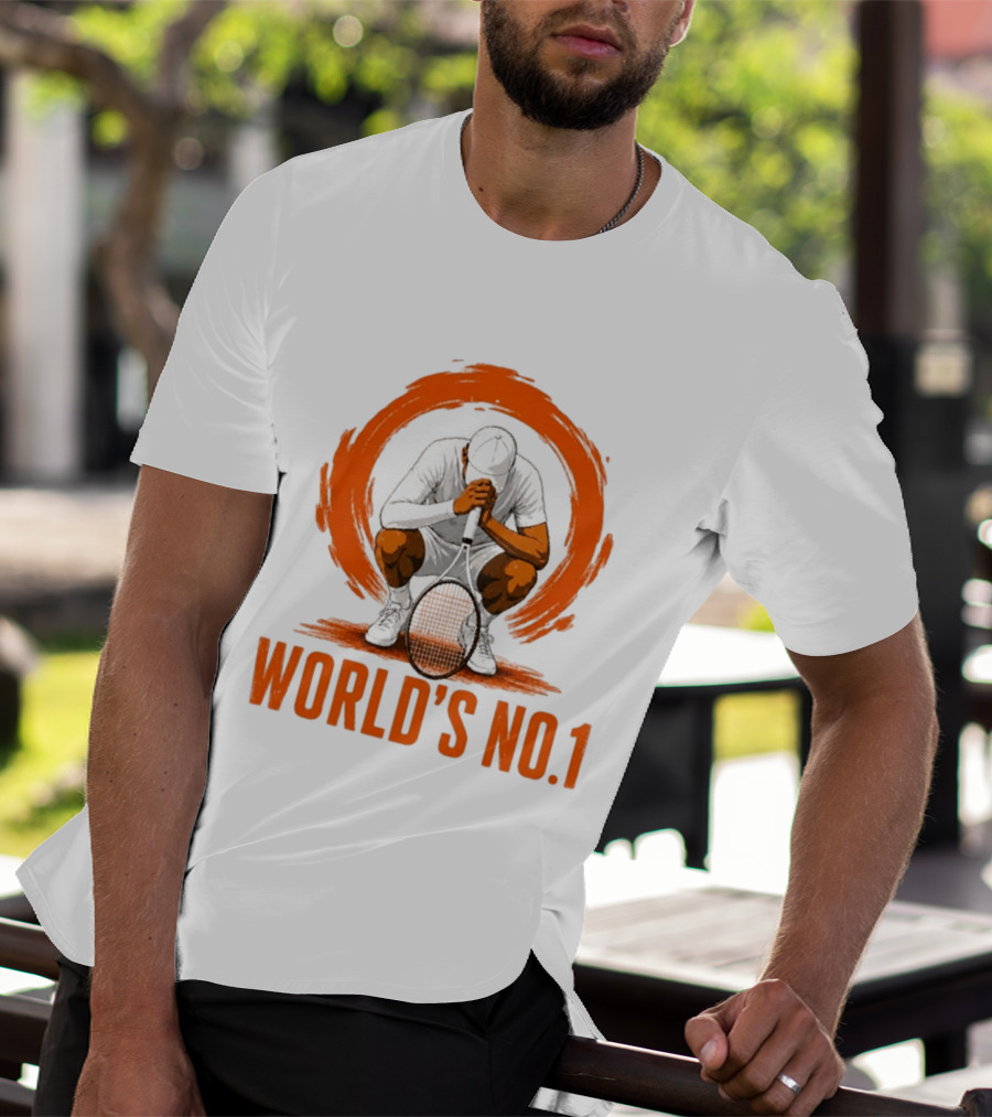 World's No. 1 Tennis Player Kneeling With Racket In Orange Circle T-Shirt