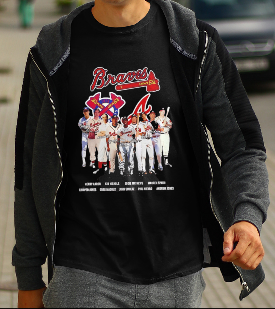 Atlanta Braves Legends Aaron Nichols Mathews Spahn Jones Maddux Smoltz Niekro T-Shirt