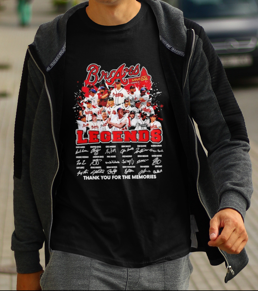 Braves Legends Thank You For The Memories Signatures Collage T-Shirt