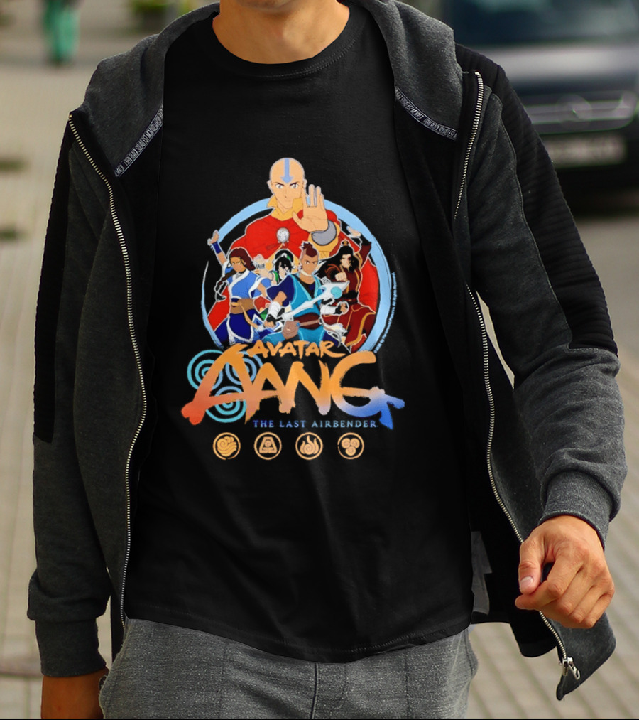 Avatar Aang The Last Airbender Team Elements Katara Toph Sokka Zuko Iroh Momo Appa T-Shirt