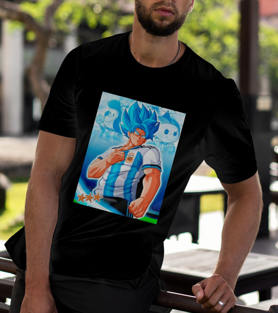 Super Saiyan Goku Dragon Ball Argentina AFA Jersey Victory Stars T-Shirt