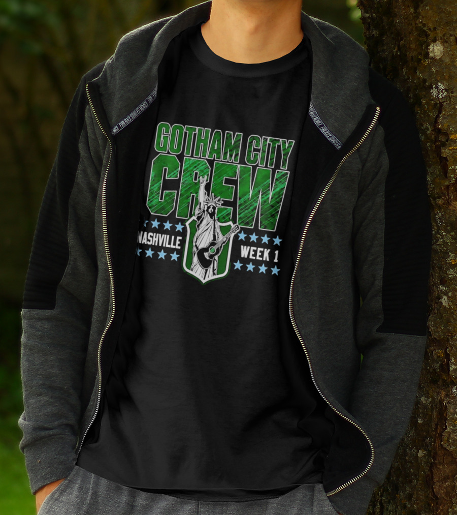Gotham City Crew Nashville Week 1 Statue Of Liberty Guitar T-Shirt