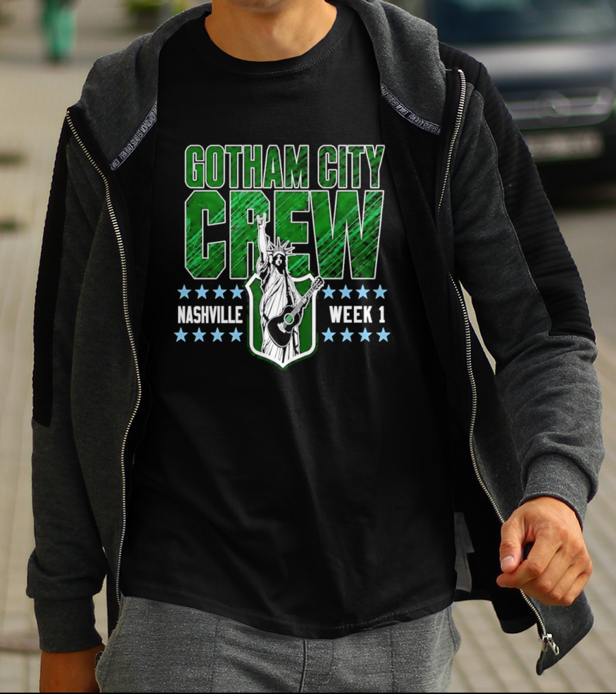 Gotham City Crew Nashville Week 1 Statue Of Liberty Guitar T-Shirt