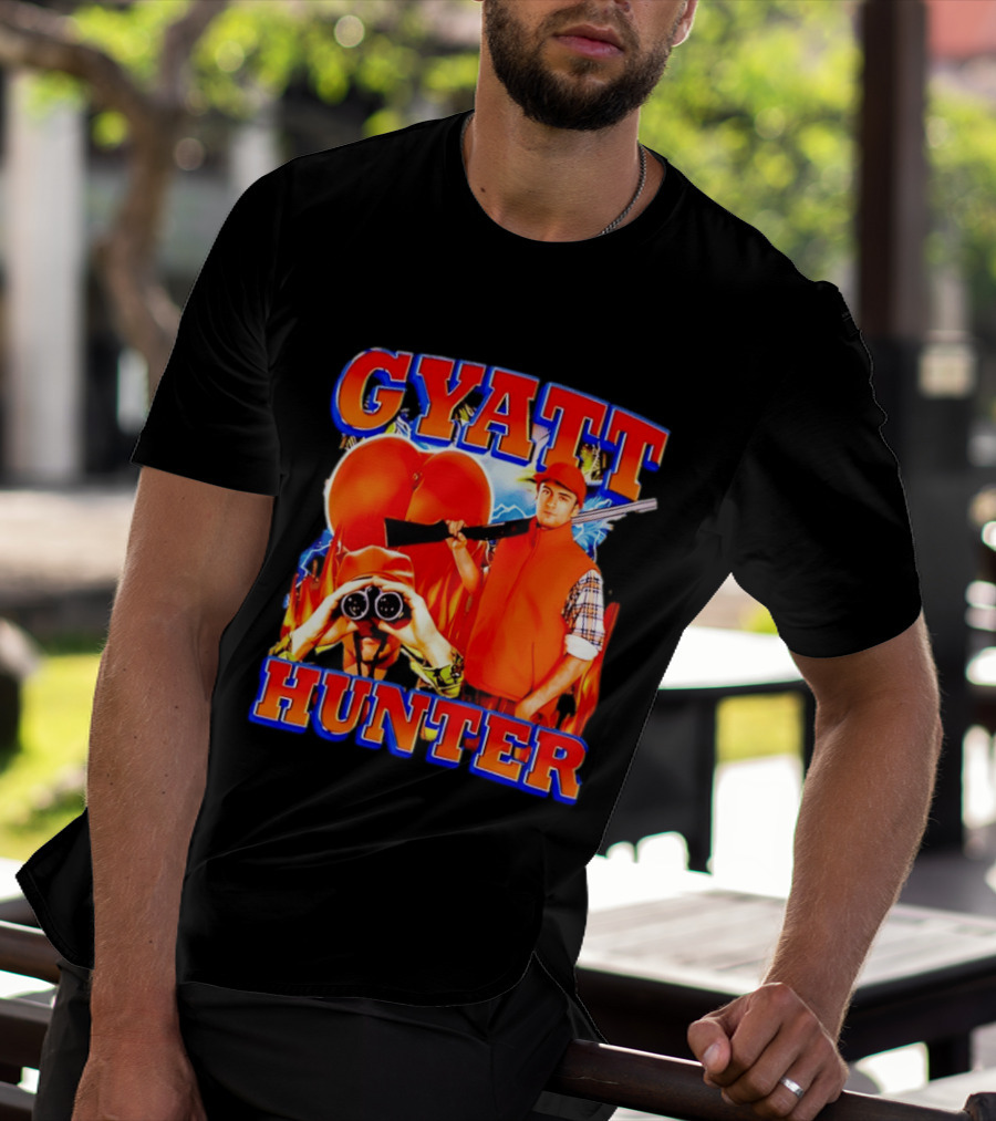 Gyatt Hunter Peach Slang With Binoculars And Rifle T-Shirt