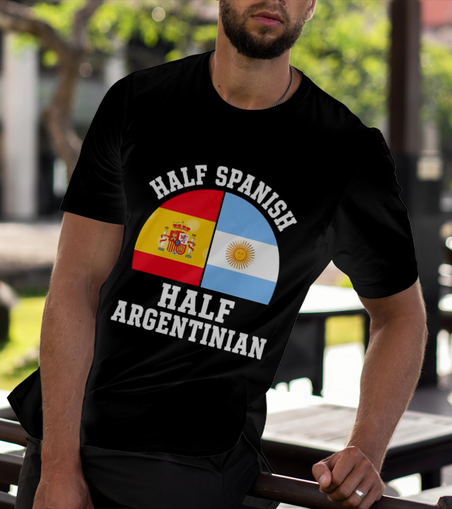Half Spanish Half Argentinian Flags T-Shirt