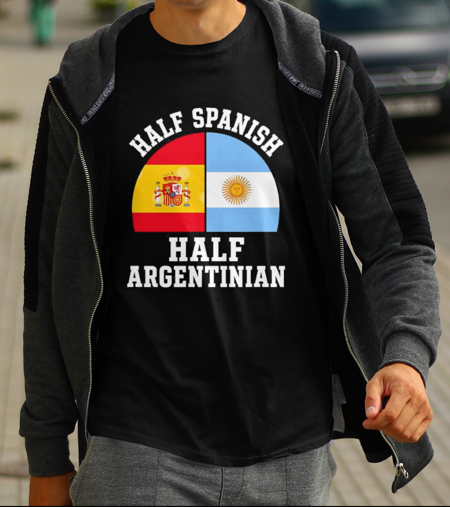 Half Spanish Half Argentinian Flags T-Shirt