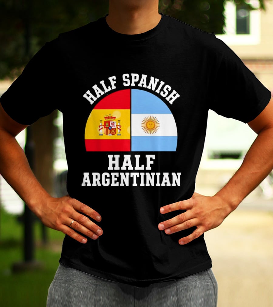 Half Spanish Half Argentinian Flags T-Shirt