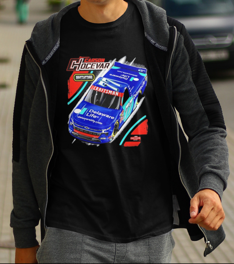 Carson Hocevar Spire Motorsports #77 Delaware Life Craftsman Racing T-Shirt