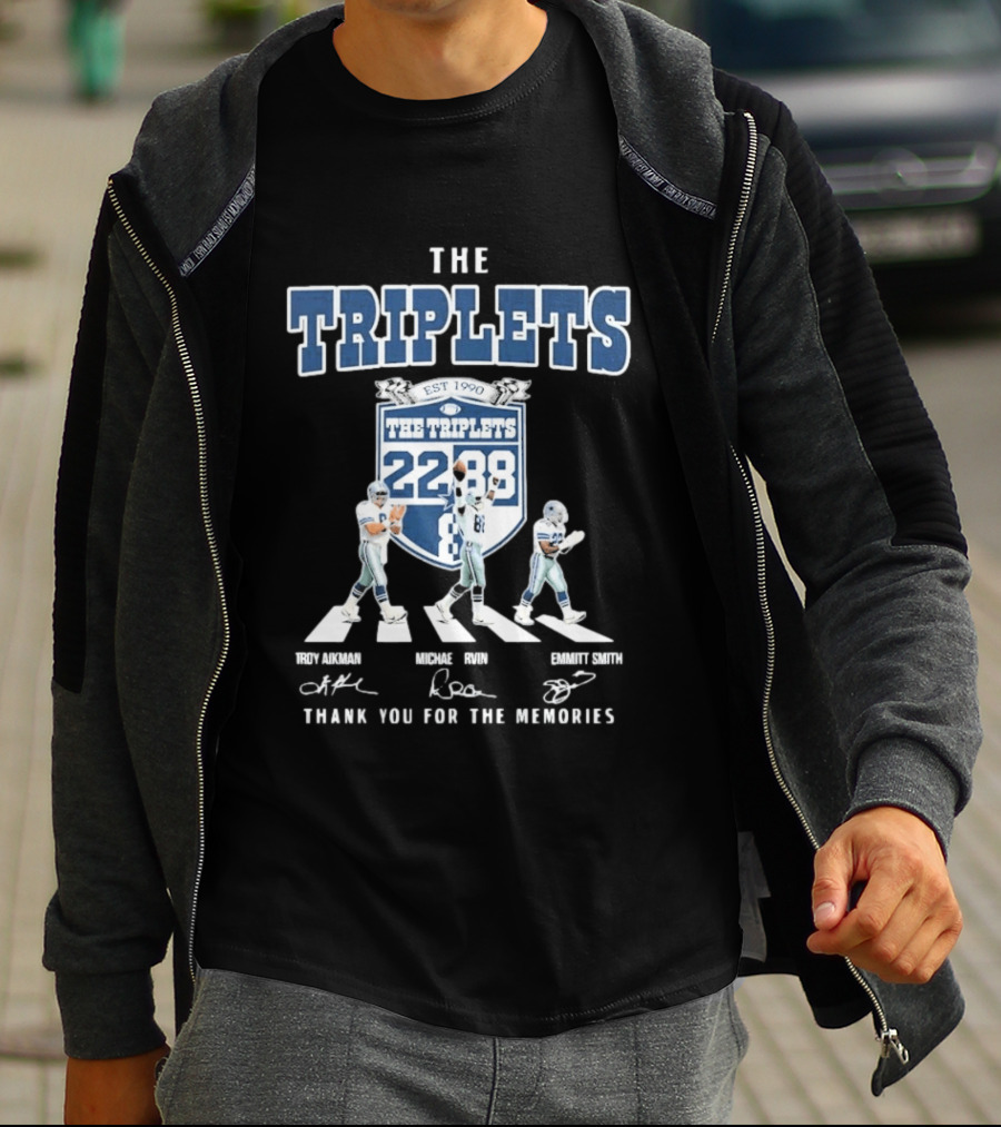 Dallas Cowboys The Triplets 22 88 Thank You For The Memories Signatures T-Shirt