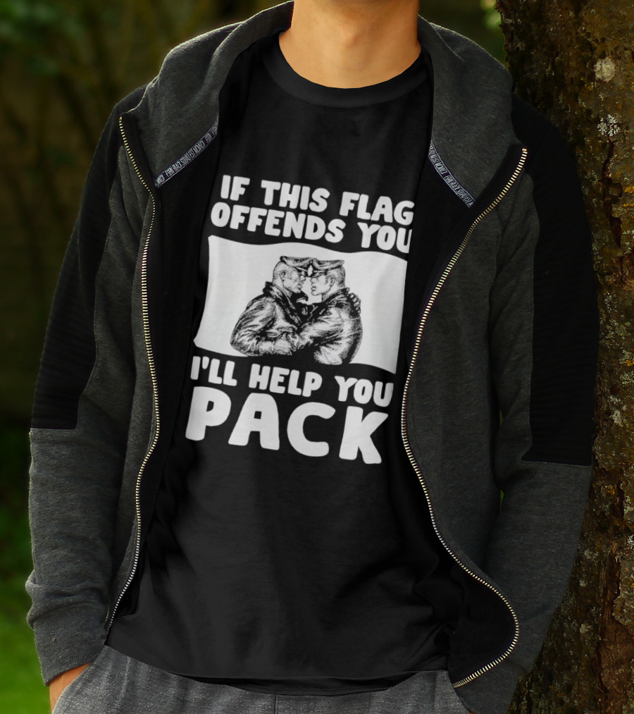 If This Flag Offends You I'll Help You Pack Leather Pride Bulldog T-Shirt