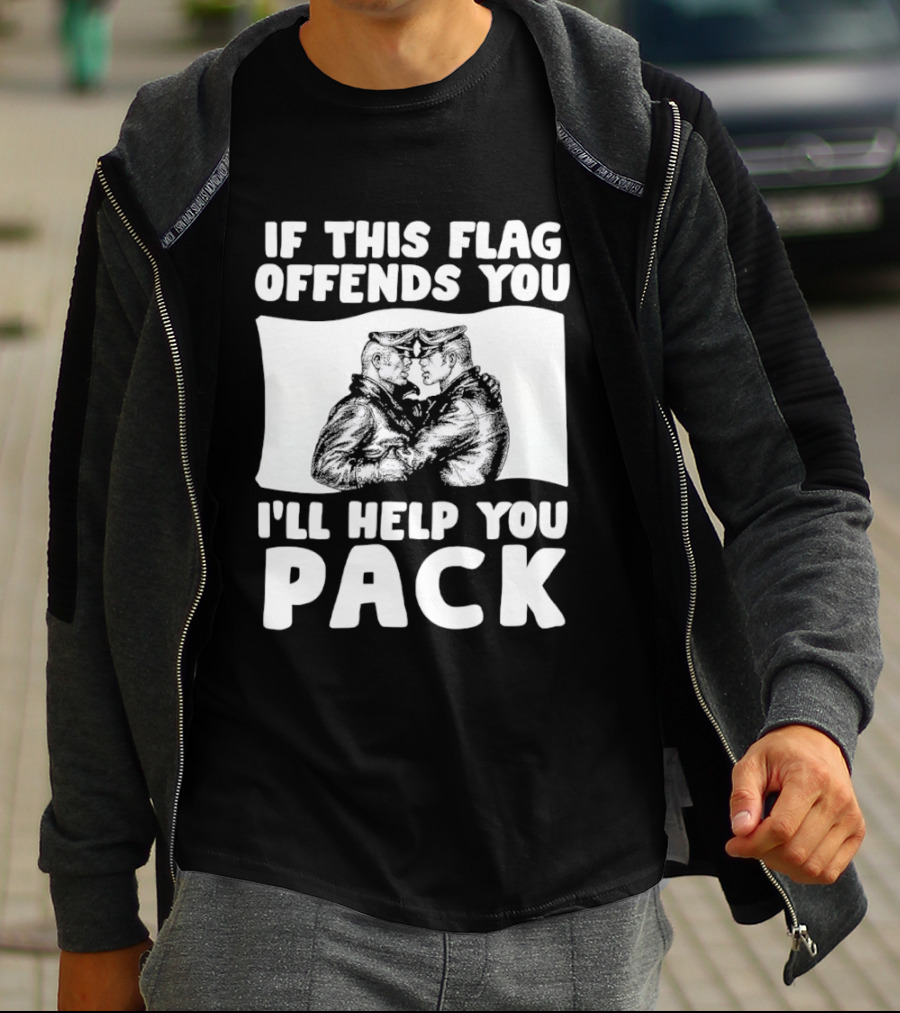 If This Flag Offends You I'll Help You Pack Leather Pride Bulldog T-Shirt