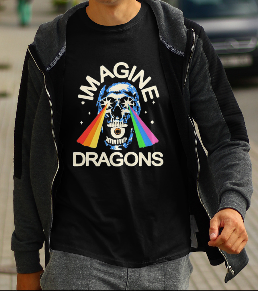 Imagine Dragons Skull Rainbow Eyes Spectrum Vision T-Shirt