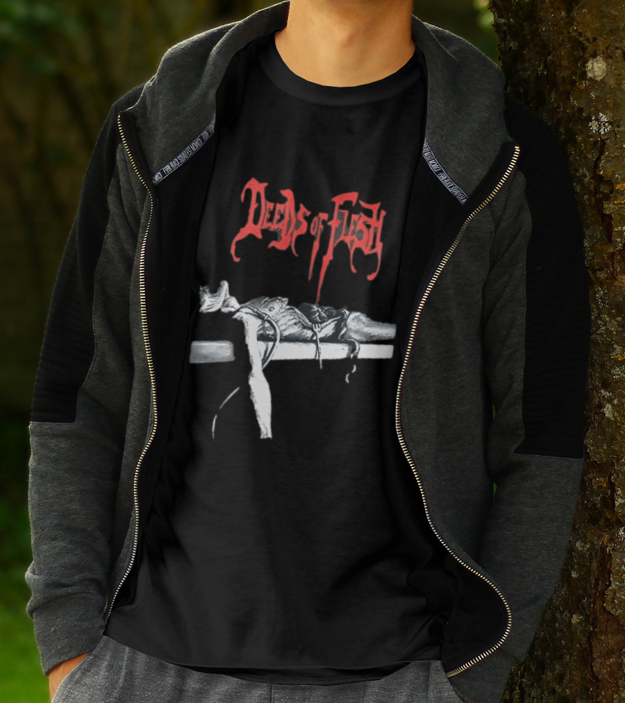 Deeds Of Flesh Trading Pieces The Mortician Stands Over The Body Mind Altered Two Sided T-Shirt