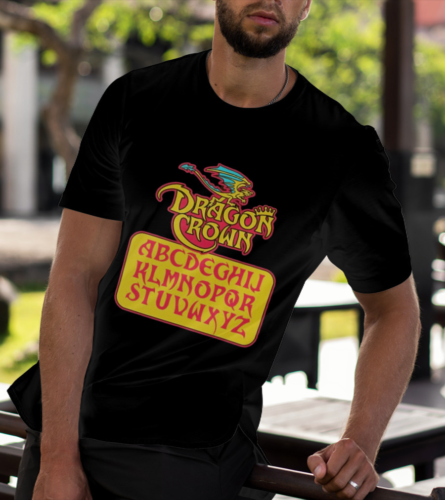 Dragon Crown Alphabet With Colorful Dragon Art And Bold Letters T-Shirt
