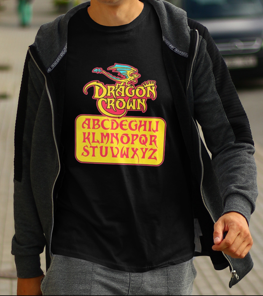 Dragon Crown Alphabet With Colorful Dragon Art And Bold Letters T-Shirt