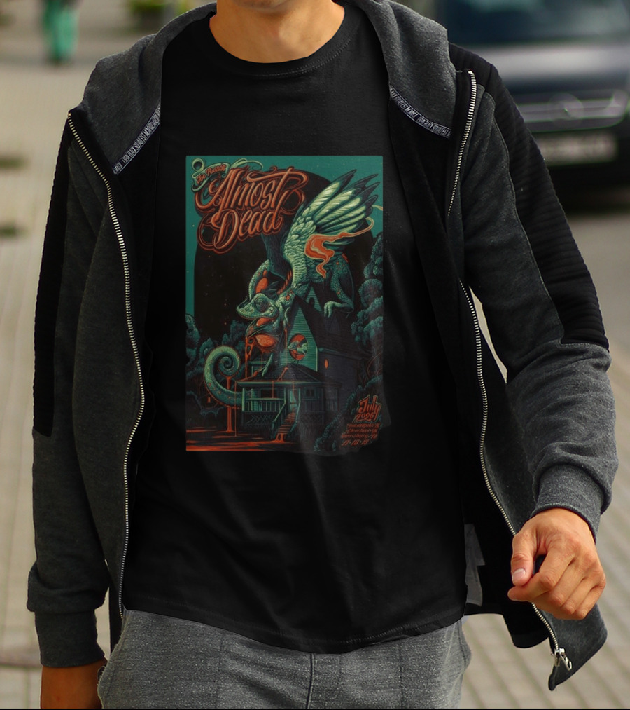 Joe Russo's Almost Dead July 2026 Indianapolis Cleveland Heights Harrisburg Winged Chameleon House T-Shirt