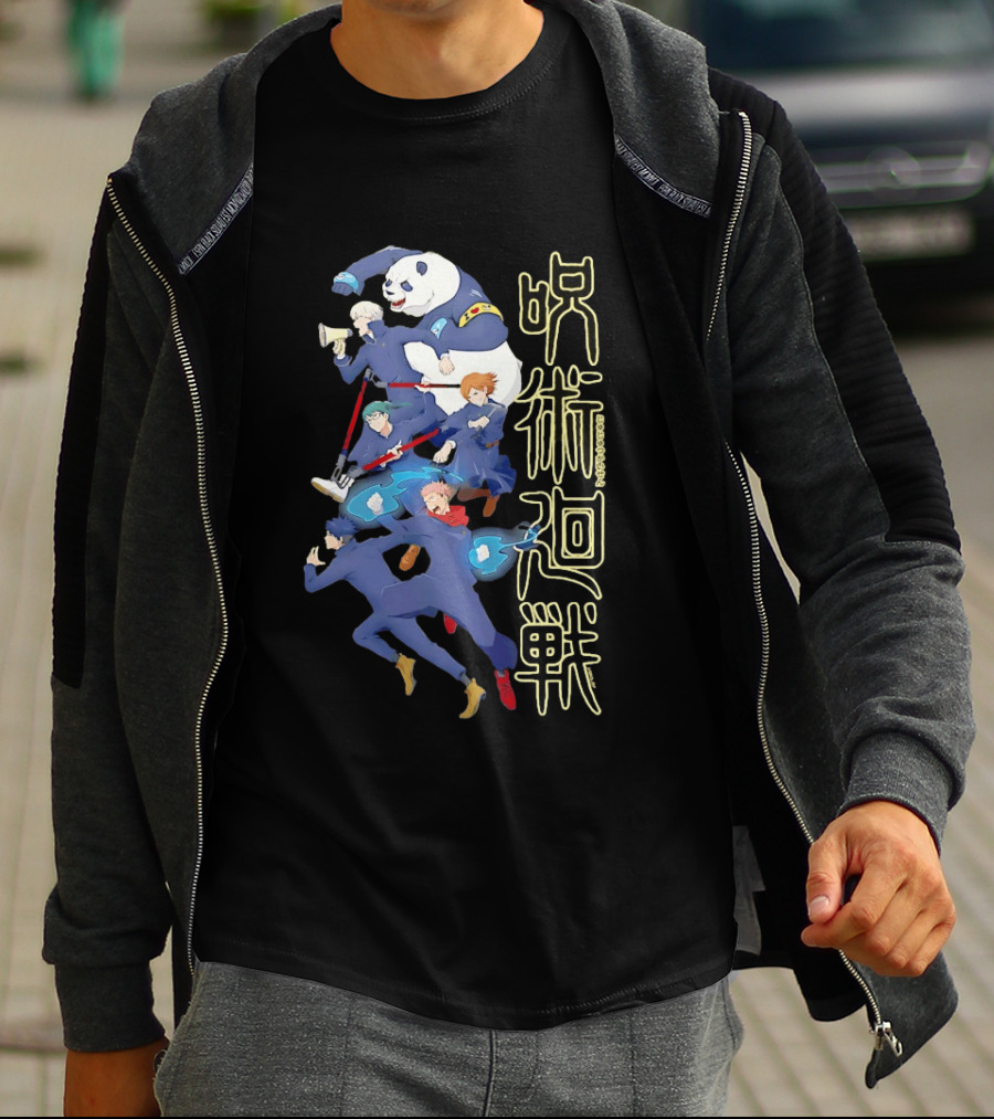 Jujutsu Kaisen Group Yuji Itadori Panda Megumi Fushiguro Nobara Kugisaki Anime Characters T-Shirt