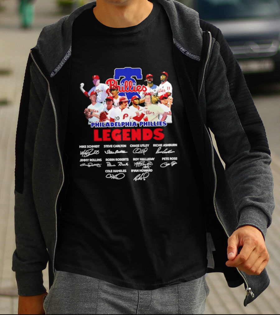 Philadelphia Phillies Legends Collage Team Signatures T-Shirt