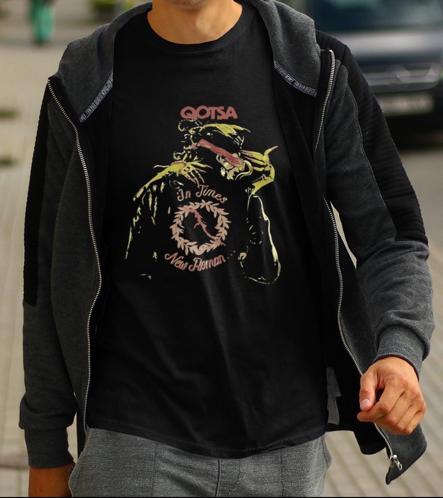 QOTSA In Times New Roman Band Circular Hand Pointer T-Shirt