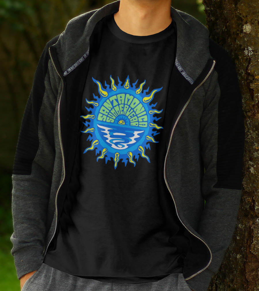 Santa Monica Summerwear Sun And Ocean Beach Radiant Waves T-Shirt