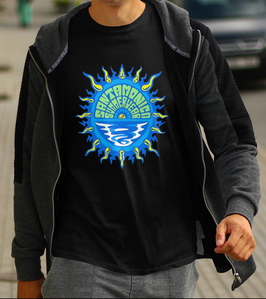 Santa Monica Summerwear Sun And Ocean Beach Radiant Waves T-Shirt