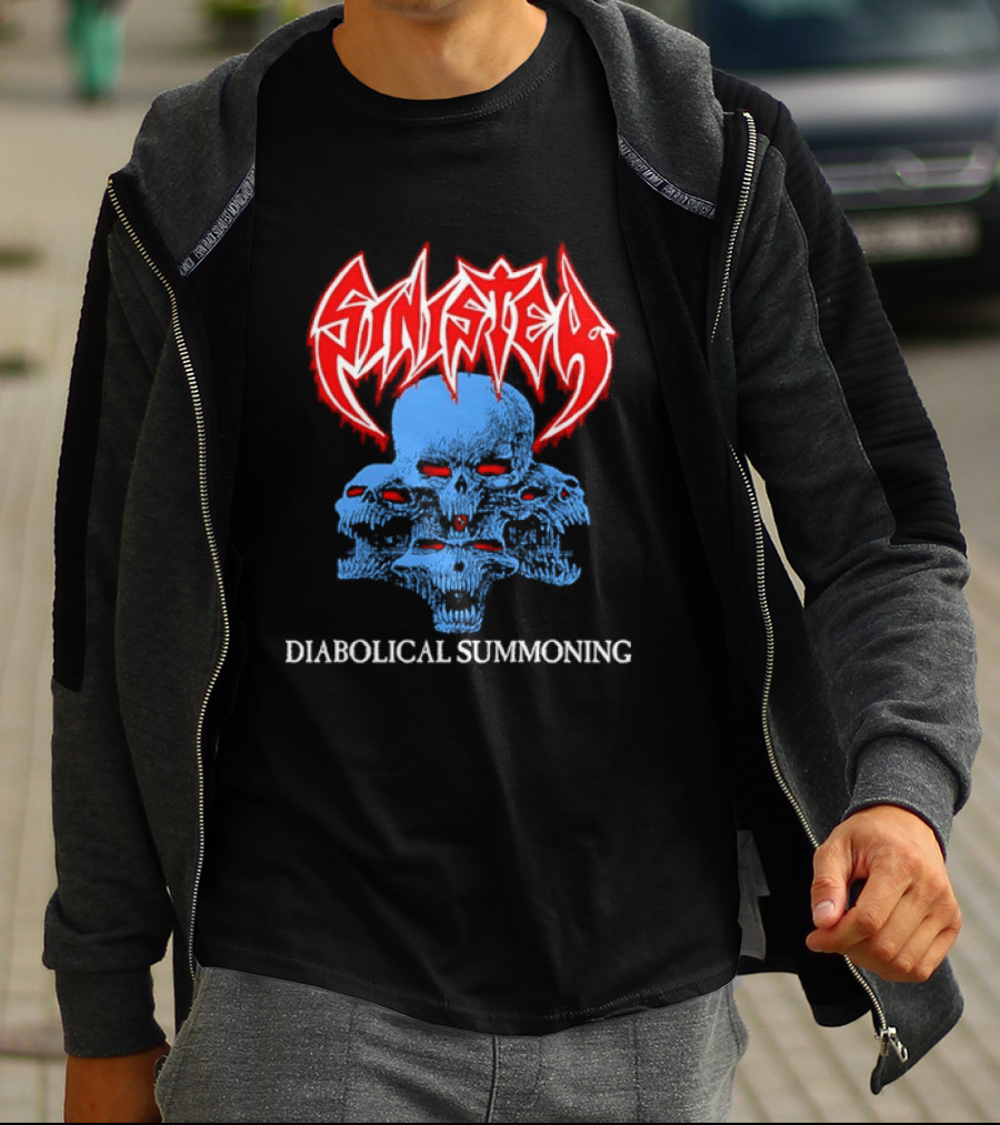 Sinister Diabolical Summoning Death Metal Skulls T-Shirt