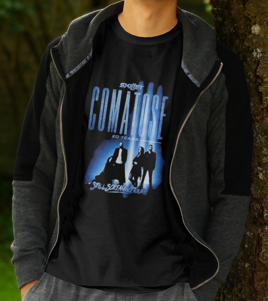Skillet Comatose 20 Years Still Screaming Tour 2026 Band Silhouette Blue T-Shirt