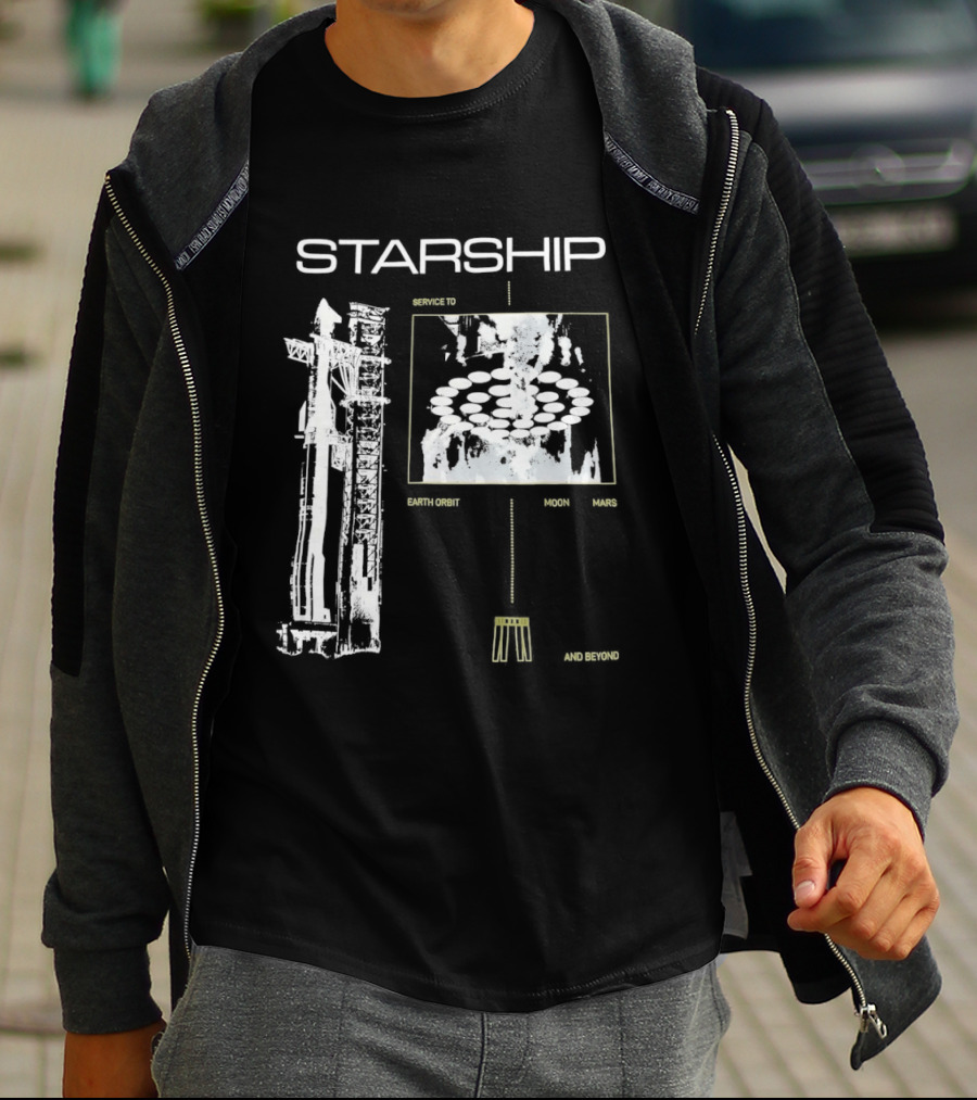 Starship Service Earth Orbit Moon Mars Beyond T-Shirt