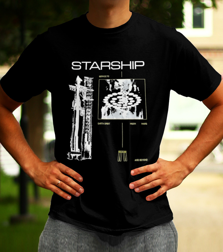 Starship Service Earth Orbit Moon Mars Beyond T-Shirt