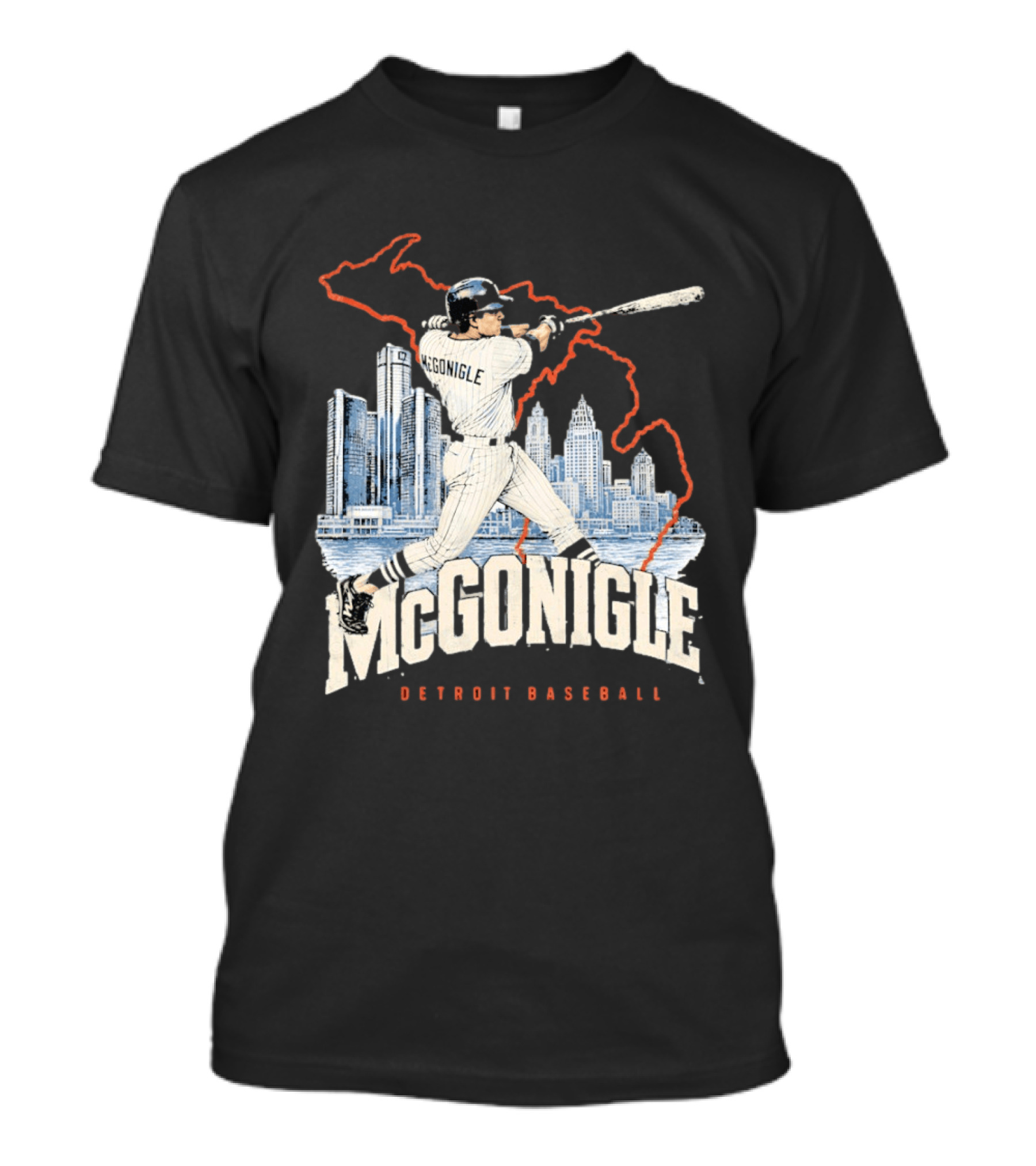 McGonigle Detroit Baseball Vintage Player Retro Skyline T-Shirt