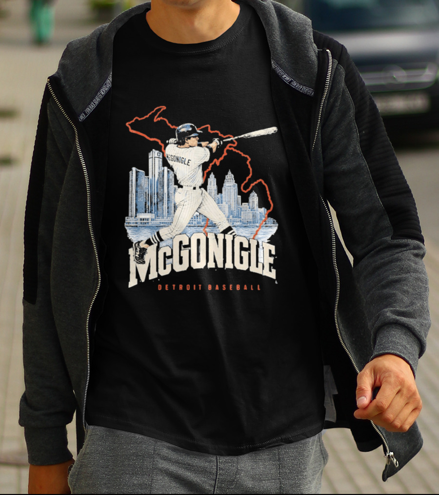McGonigle Detroit Baseball Vintage Player Retro Skyline T-Shirt