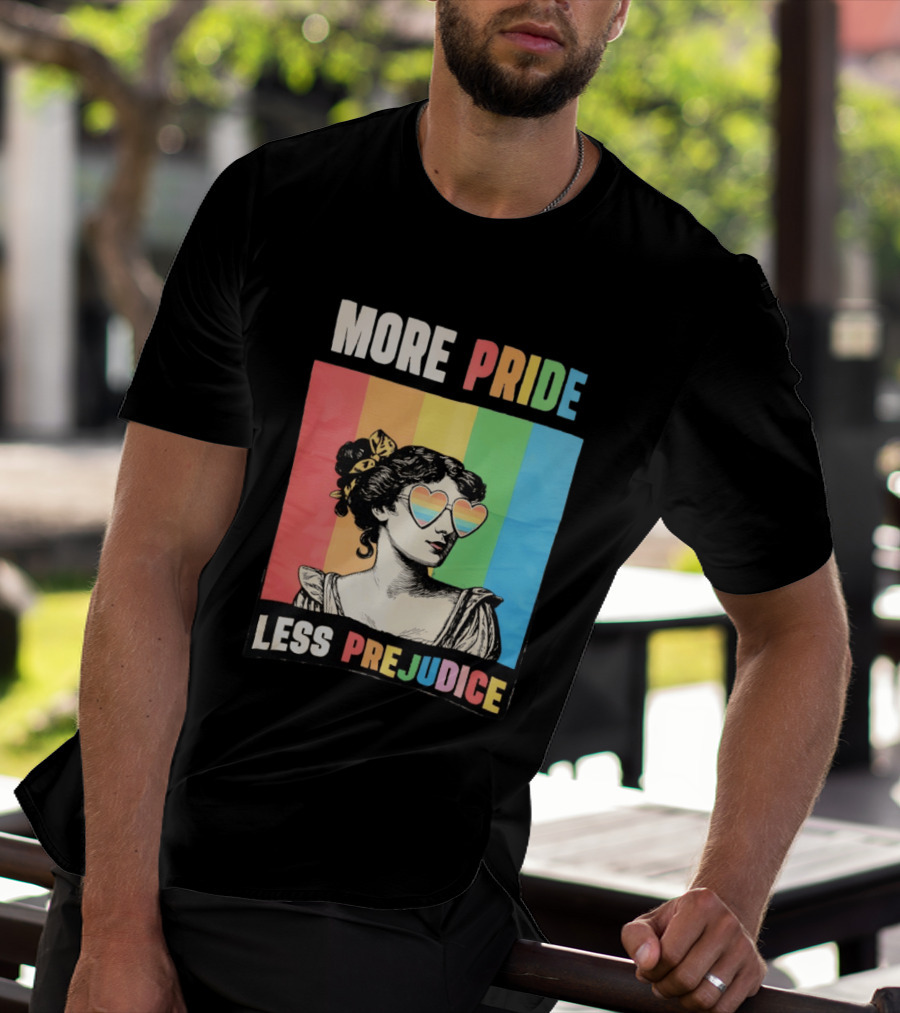 More Pride Less Prejudice Rainbow Heart Sunglasses Regency T-Shirt
