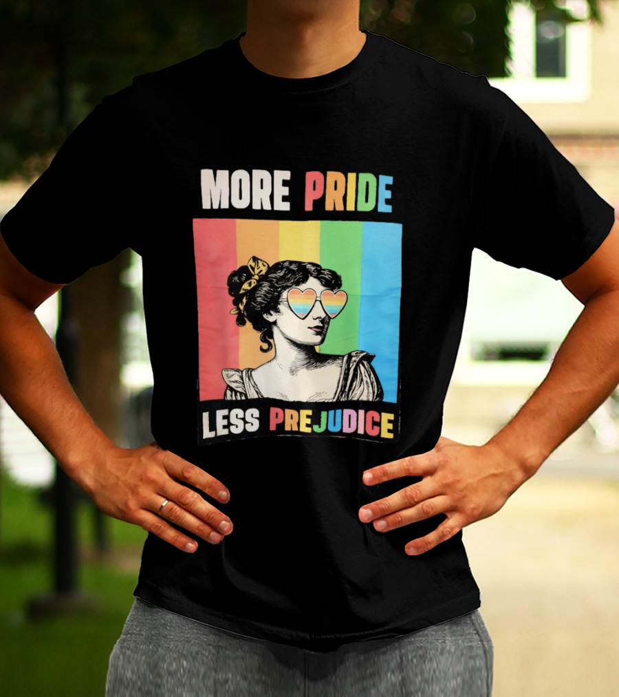 More Pride Less Prejudice Rainbow Heart Sunglasses Regency T-Shirt