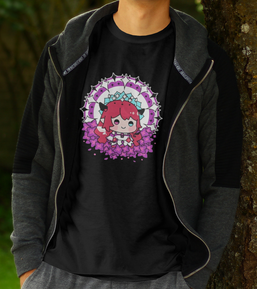 Chibi Hope Pink Hair Cute Anime Character Surrounded By Mandala And Flowers T-Shirt