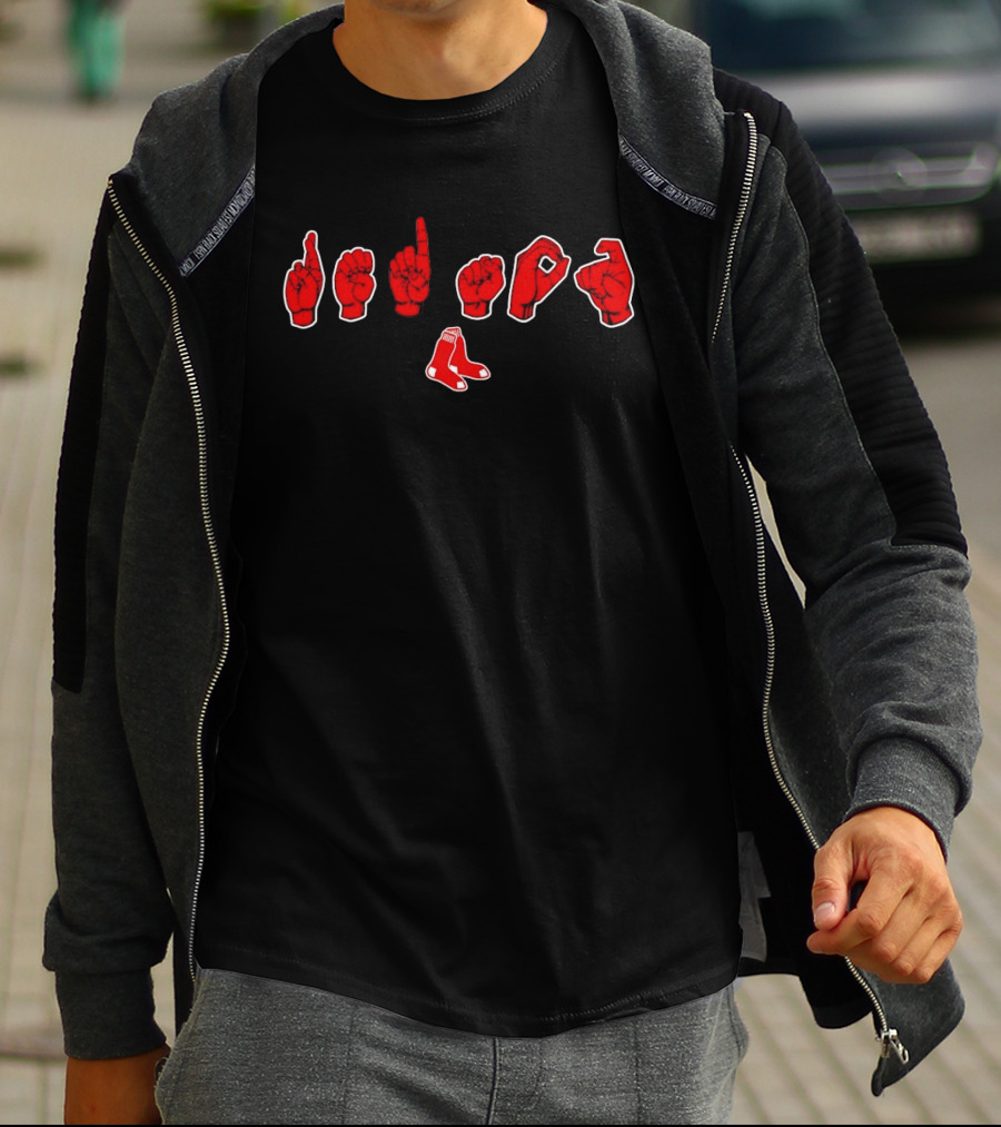 Boston Red Sox ASL Fingerspelling With Iconic Socks T-Shirt
