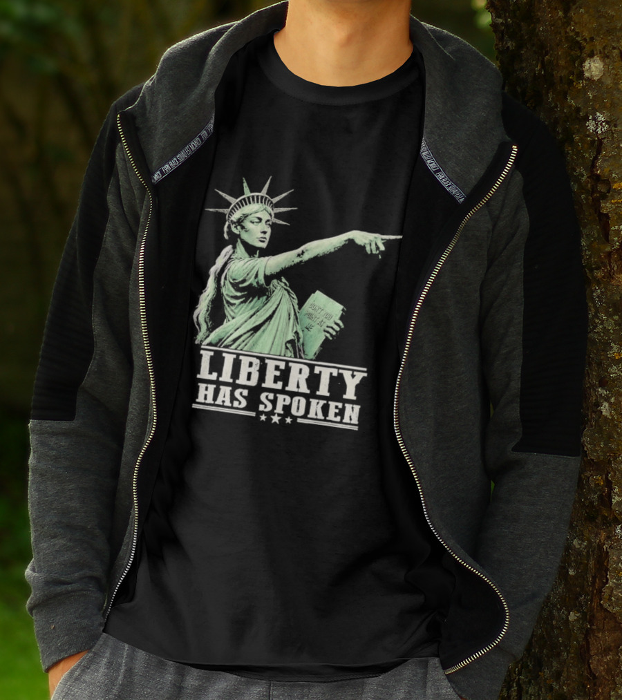 Liberty Has Spoken Statue Of Liberty Vintage Pointing Gesture T-Shirt