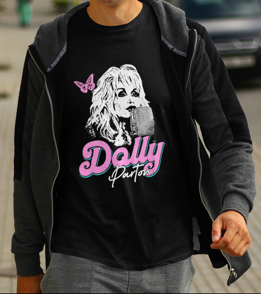Dolly Parton Butterfly Pink Script T-Shirt