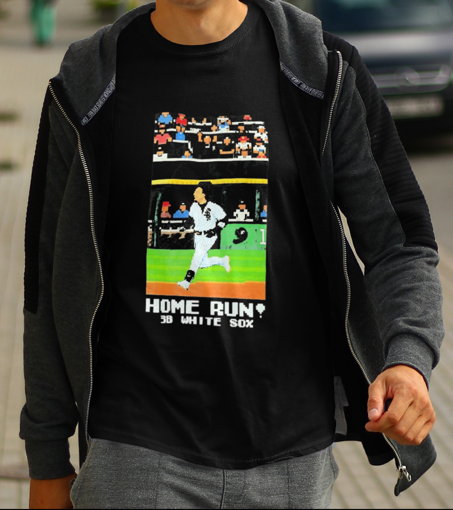 Home Run 3B White Sox Pixel Baseball T-Shirt