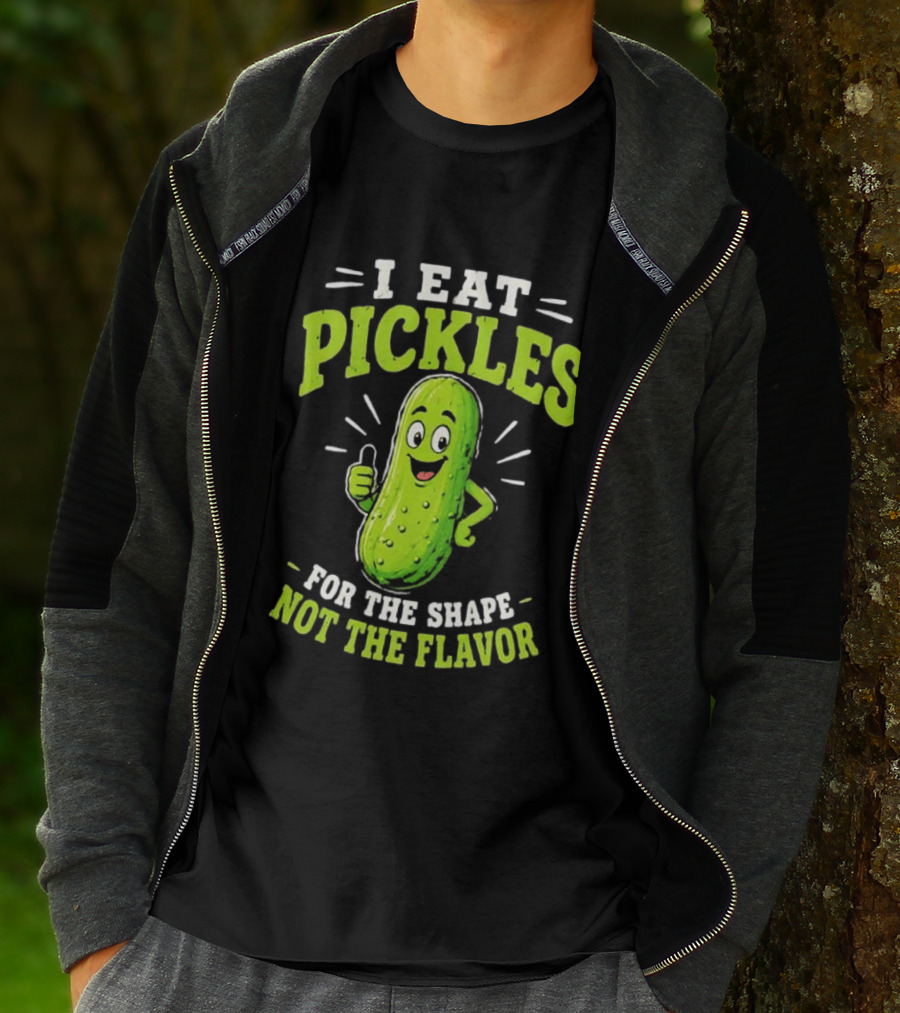 I Eat Pickles For The Shape Not The Flavor Thumb Up Cartoon T-Shirt