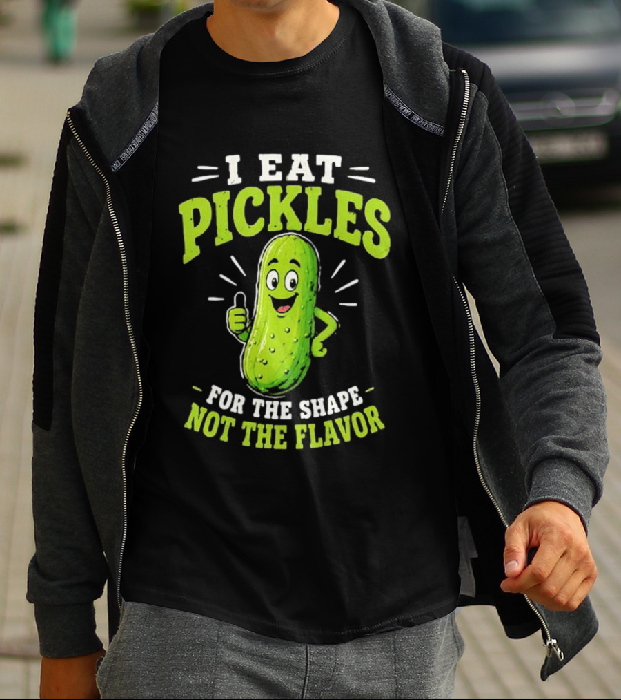 I Eat Pickles For The Shape Not The Flavor Thumb Up Cartoon T-Shirt
