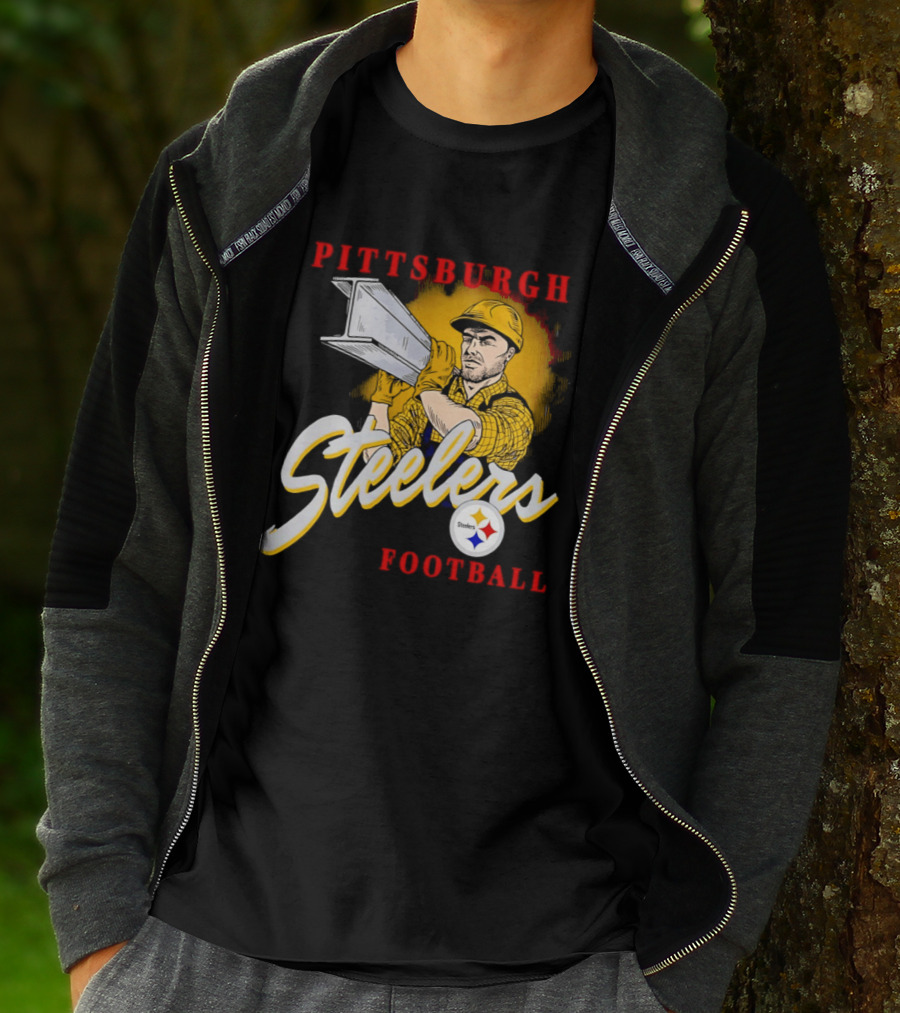 Pittsburgh Steelers Football Worker Steel Beam Icon With Team T-Shirt