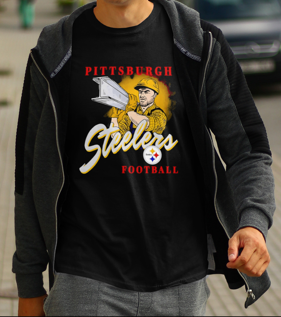 Pittsburgh Steelers Football Worker Steel Beam Icon With Team T-Shirt
