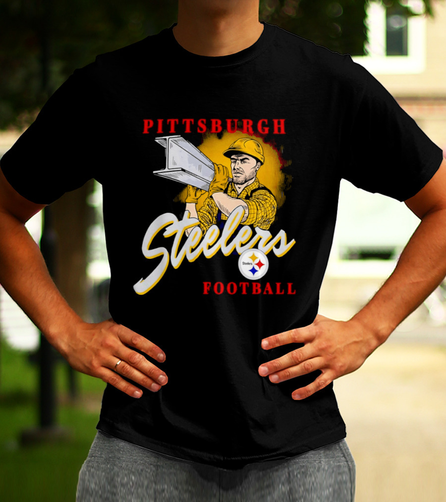 Pittsburgh Steelers Football Worker Steel Beam Icon With Team T-Shirt