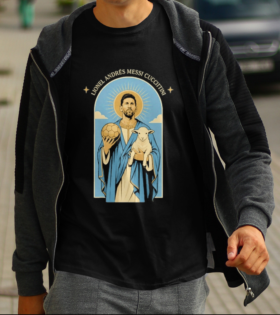 In GOAT We Trust Lionel Andrés Messi Cuccittini Golden Ball Lamb T-Shirt