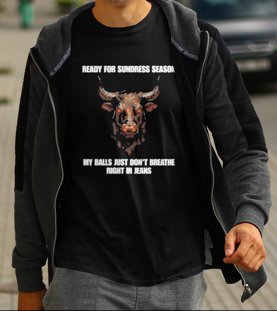 Ready For Sundress Season My Balls Just Don't Breathe Right In Jeans Bull Head T-Shirt