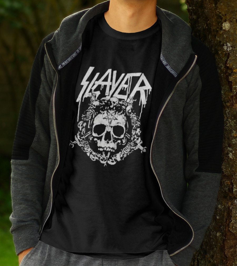 Slayer Band Summer 2026 Rib Skull T-Shirt